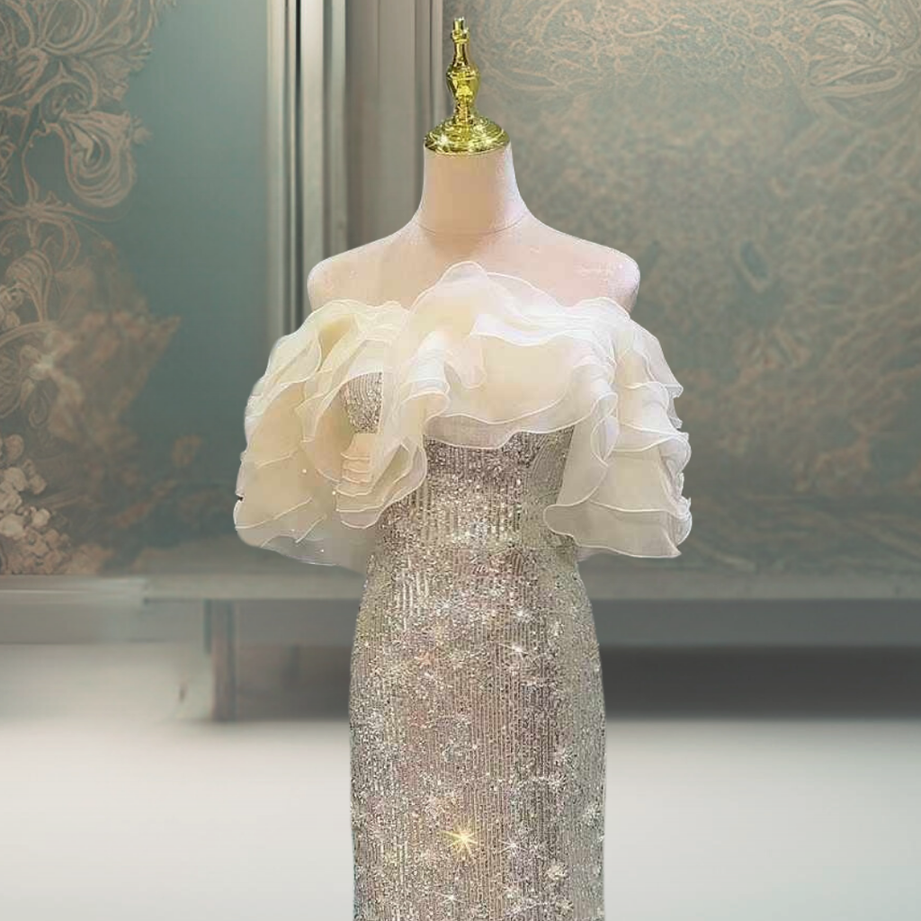 CUSTOMIZED LUSTROUS SILVER GOWN image 1