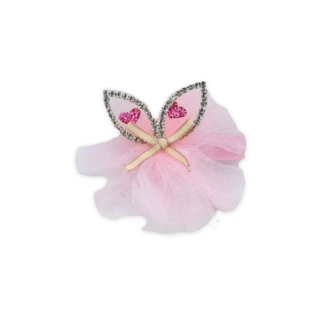 CAT EAR DIAMANTE HAIR CLIP BABY PINK image 0