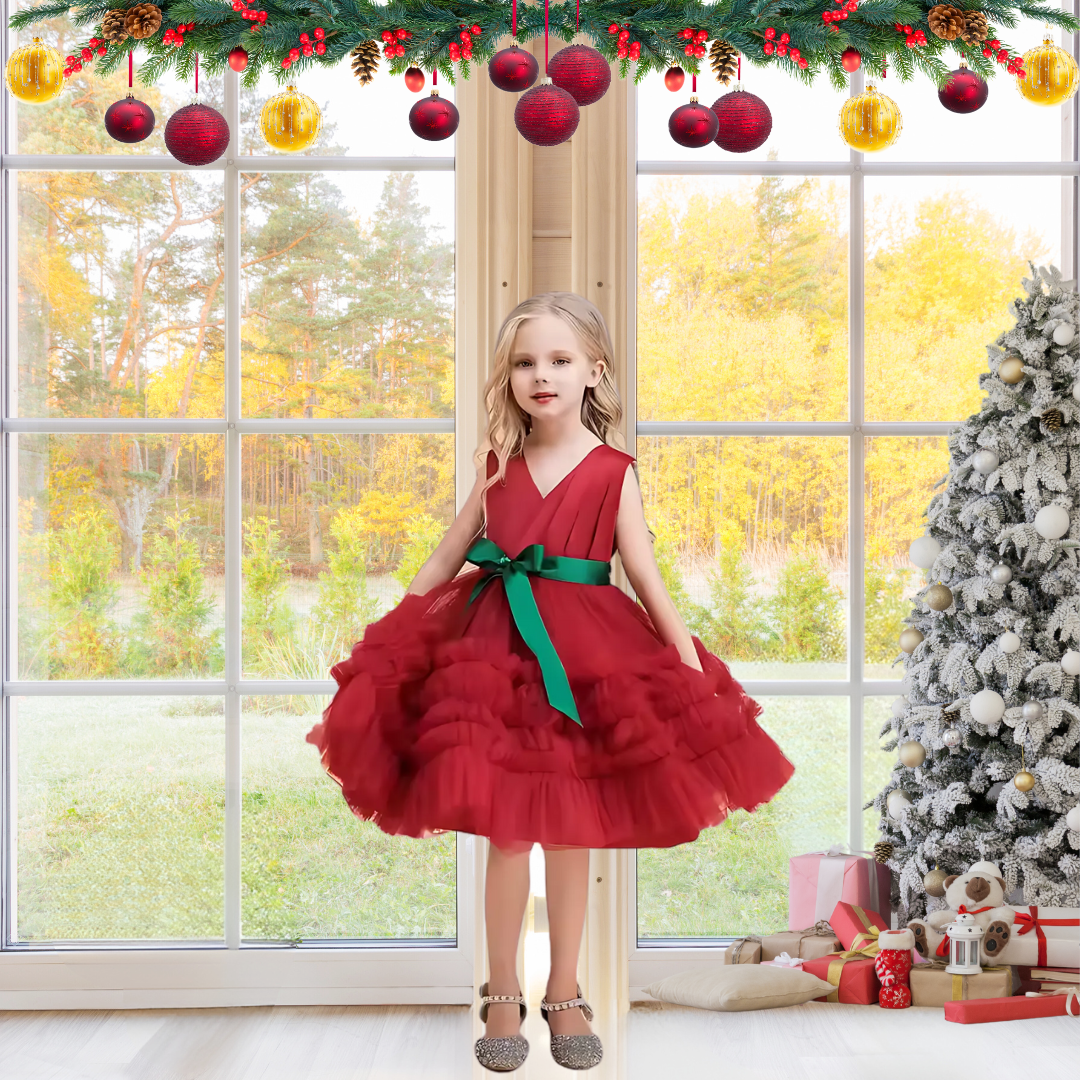KIDS CHRISTMAS PRINCESS DRESS - RED image 1