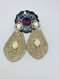 TEAR DROP CRYSTAL GOLD EARRINGS image 0