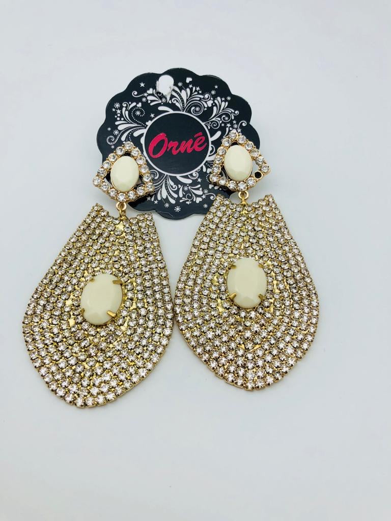 TEAR DROP CRYSTAL GOLD EARRINGS image 0