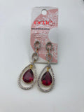 RED RHINESTONE DROP BEADS GOLD EARRINGS image 0