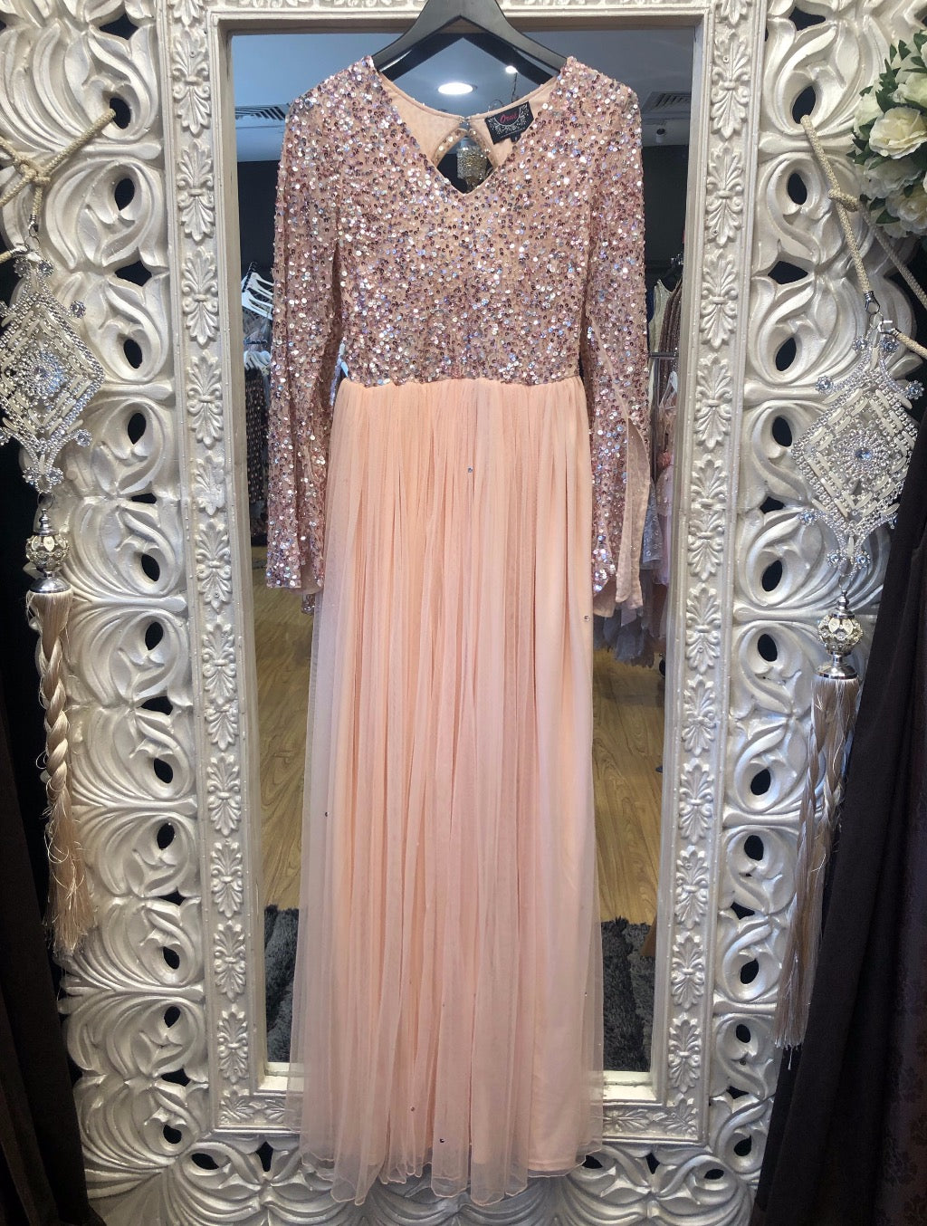 CLAIRE BLUSH LONG SLEEVE DRESS image 0