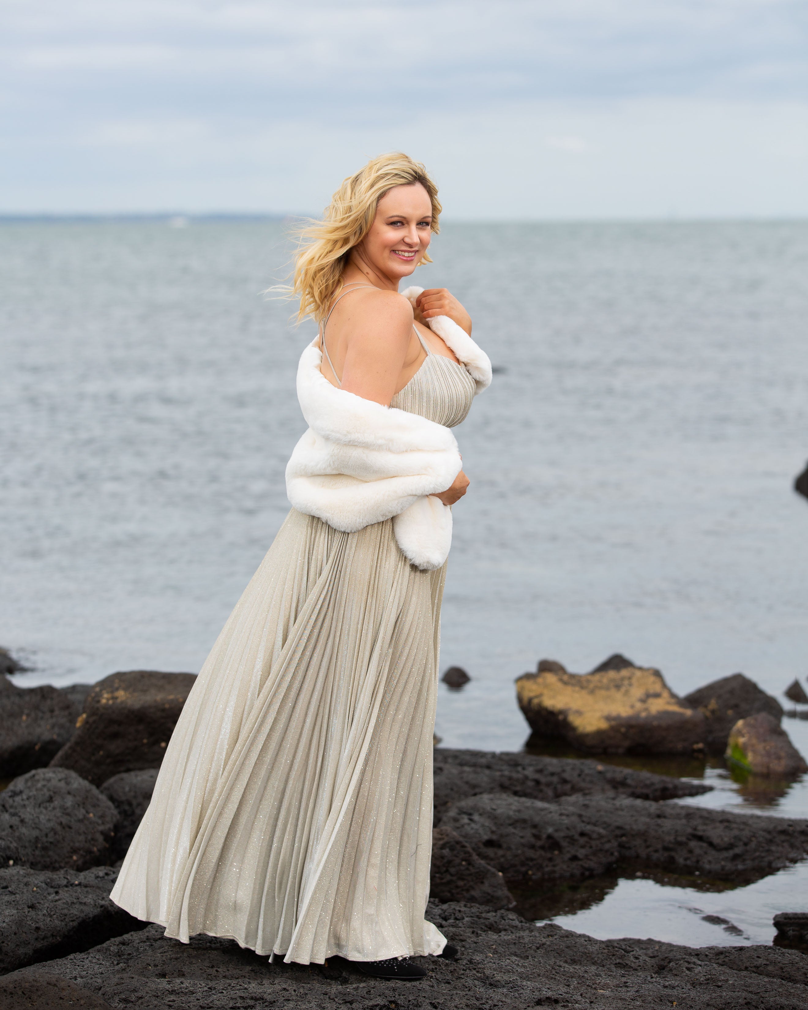 MIRNA PLEATED CHAMPAGNE DRESS image 2