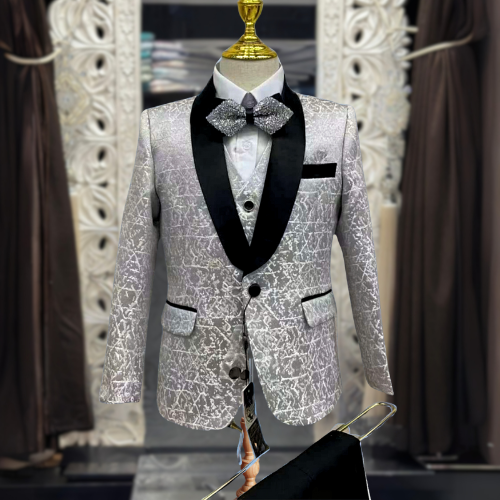 NOAH SILVER JACQUARD (3PCS SUIT) image 0