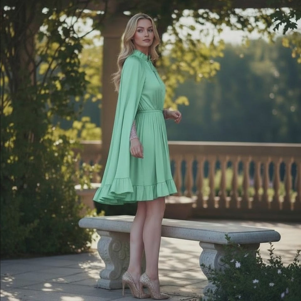 CLARA Long Bell Sleeve/Cape Dress