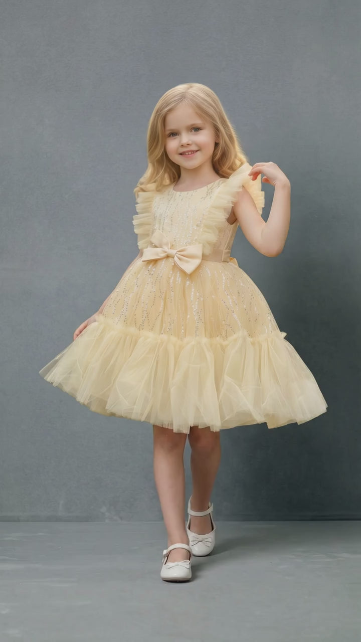 Nelia Glitter Dress- Buttermilk